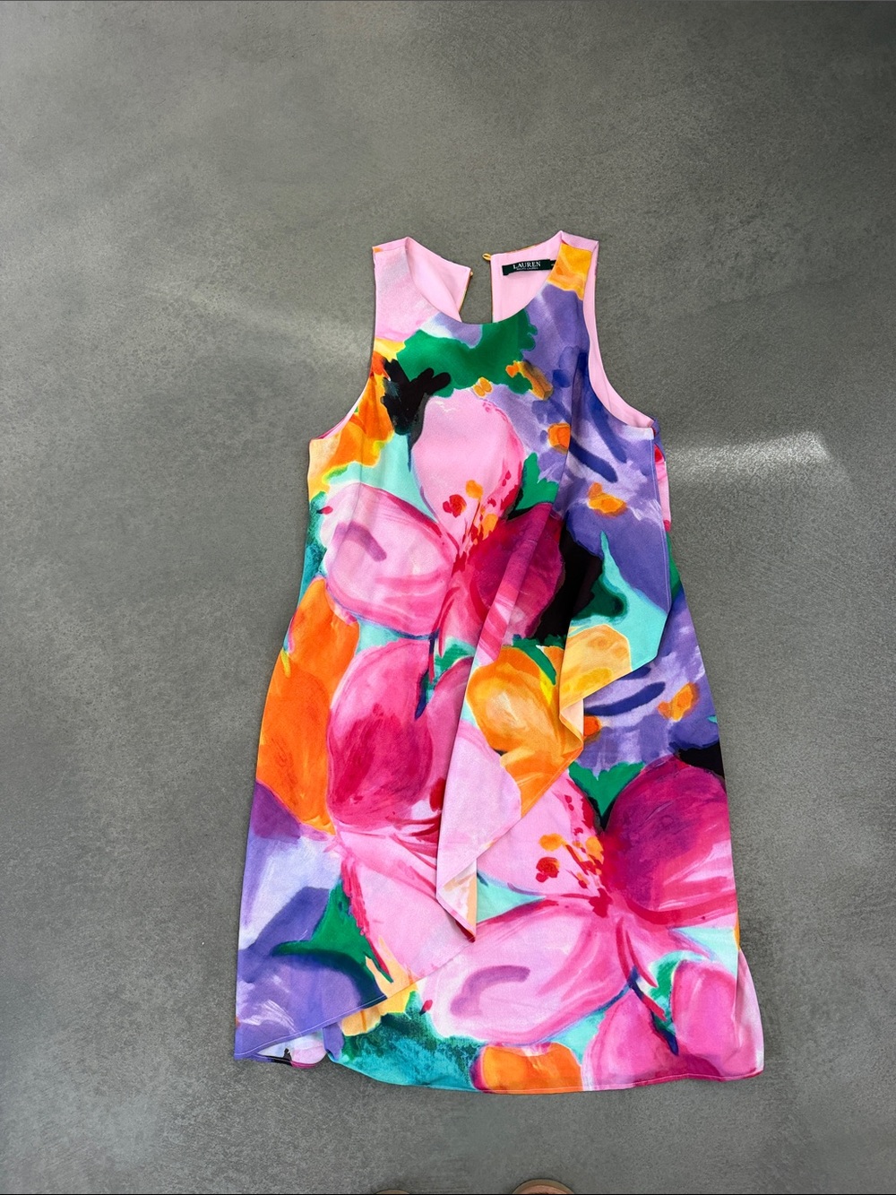 Ralph Lauren Pink Multi Floral Sleeveless Midi Dress